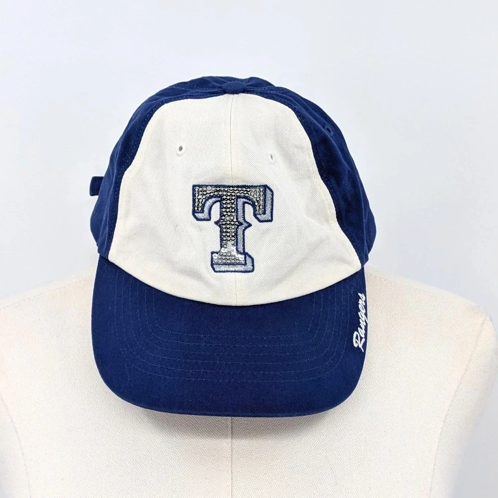Texas Rangers Fan Favorite Sequin Logo Hat Blue‎ & White Adjustable